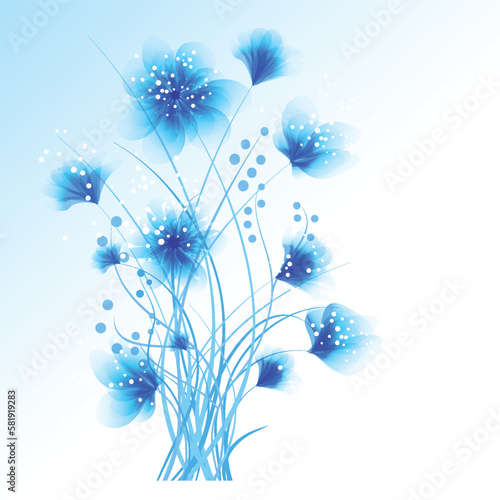 vector background with delicate blue flowers