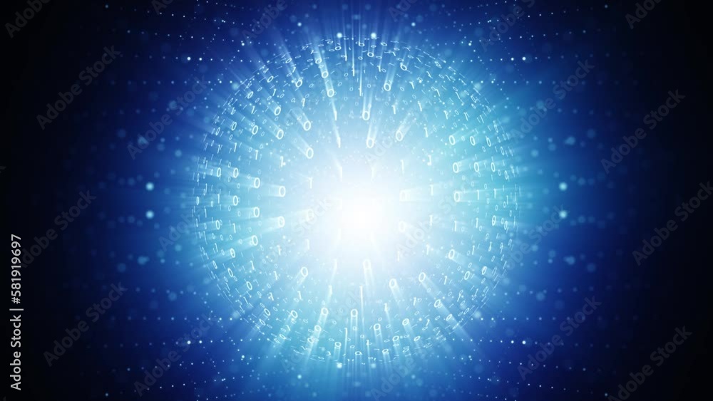 Looped digital binary numbers sphere rotation animation Looped digital binary numbers sphere rotation animation