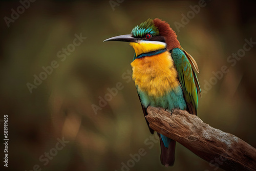 generative ai illustration of a European bee-eater bird on a branch