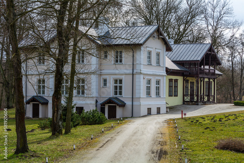Old manor house in the open-air museum in the village of Klobka, Poland.