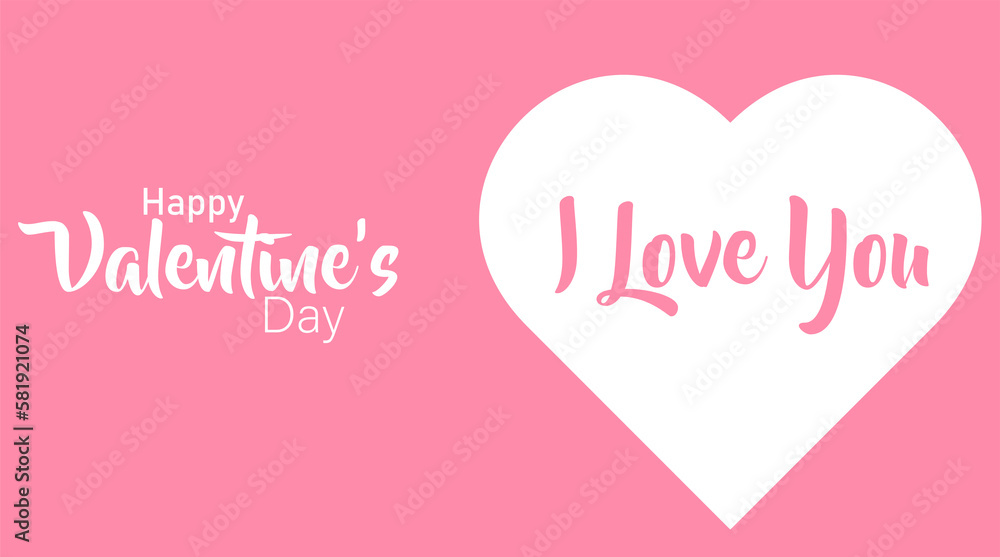 big valentines day heart on pink background that says i love you