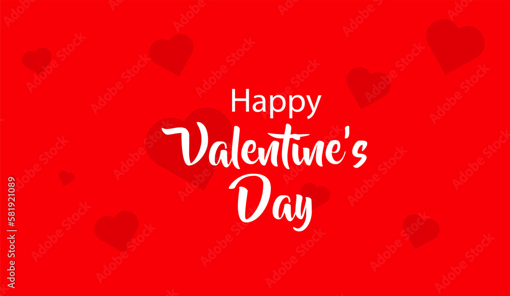 happy valentines day on red background