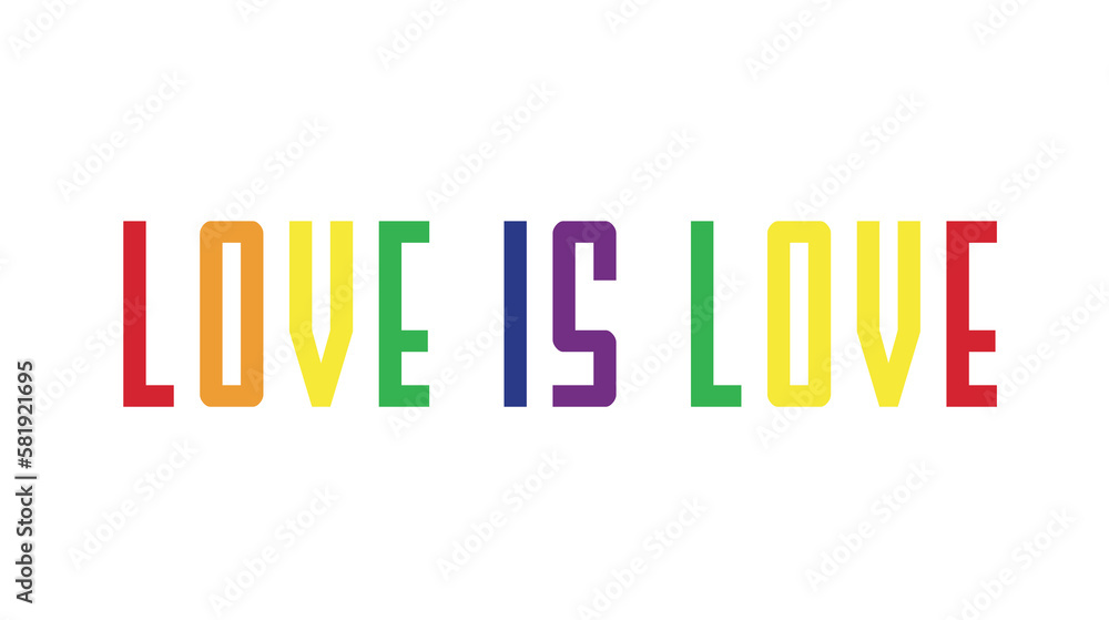Fototapeta premium text love is love with gay colors