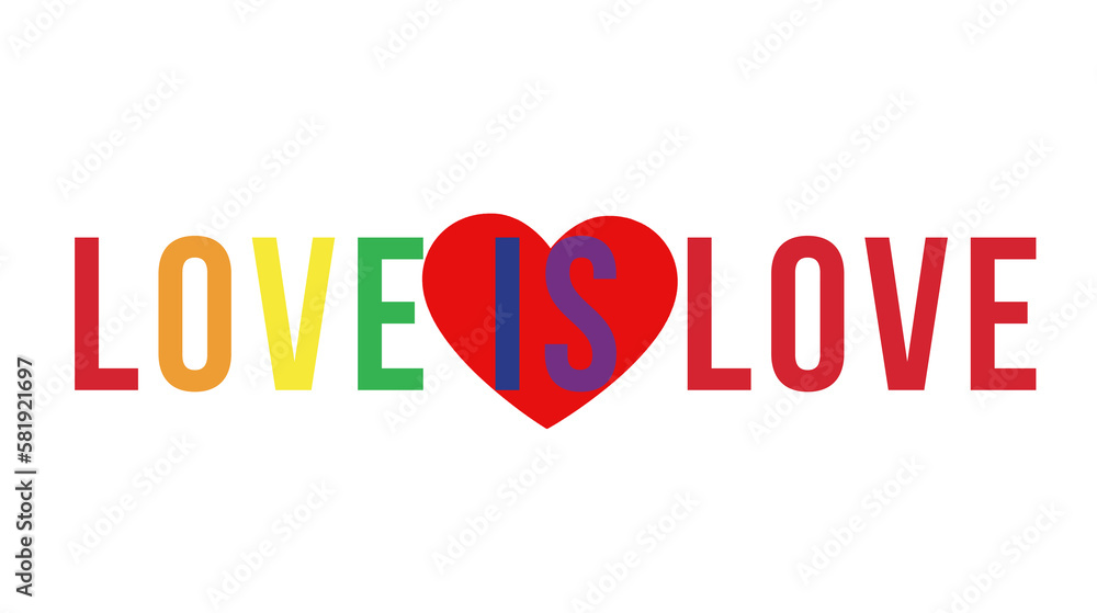 text love is love in LGBT colors with a heart text love is love in LGBT colors with a heart