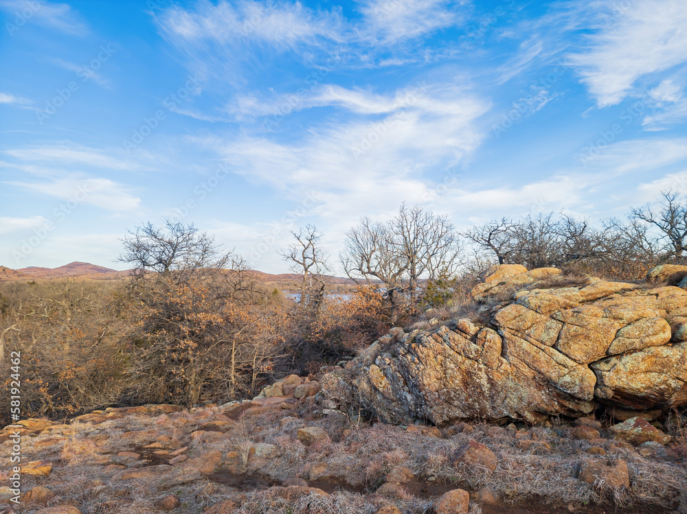Sunset landscape of Wichita Mountains National Wildlife Refuge Sunset landscape of Wichita Mountains National Wildlife Refuge