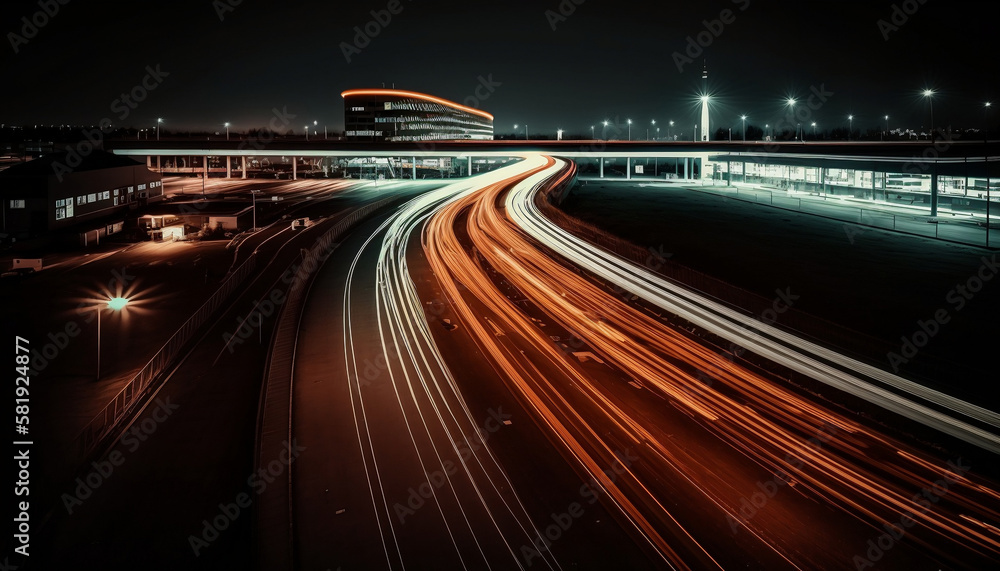 the traffic at night in long time exposure 