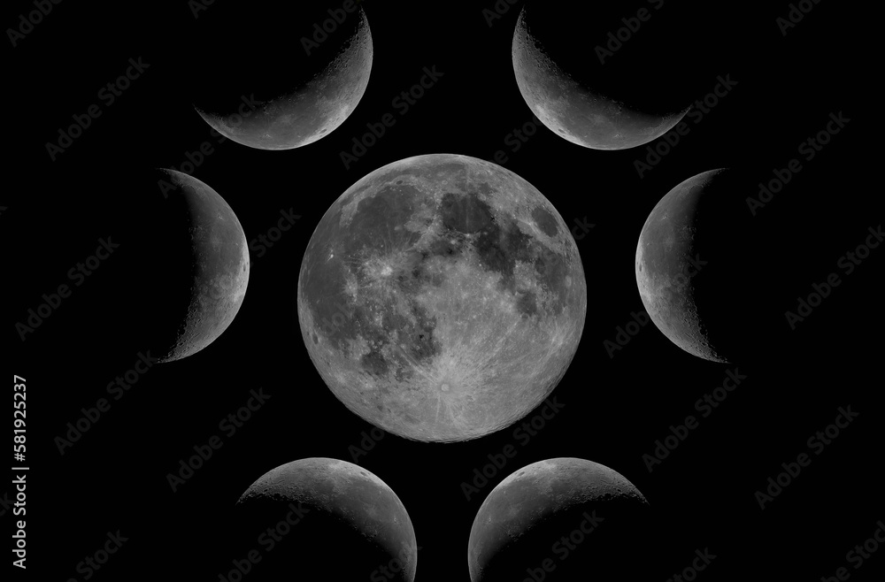 Obraz premium beautiful full moon with moons around