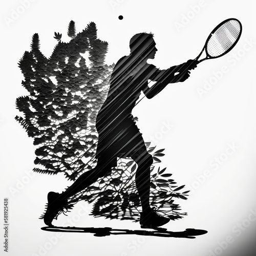 tennis, silhouette, sport, illustration, player, people, woman, sketch, athlete, ball, game, playing, racket, art, child, drawing, tennis player, active, design, competition, play, fun, generative, ai