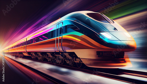 Modern high-speed train. Generative Ai