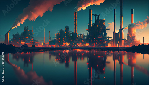 Factory polluting the environment. Generative Ai