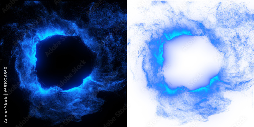 Blue smoke ring VFX with magical sparkle and stardust effects. waves ...