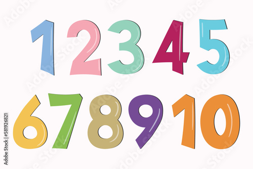 Set of colorful numbers. Vector illustration. Template elements for greeting card, web design. Mathematics educational children game