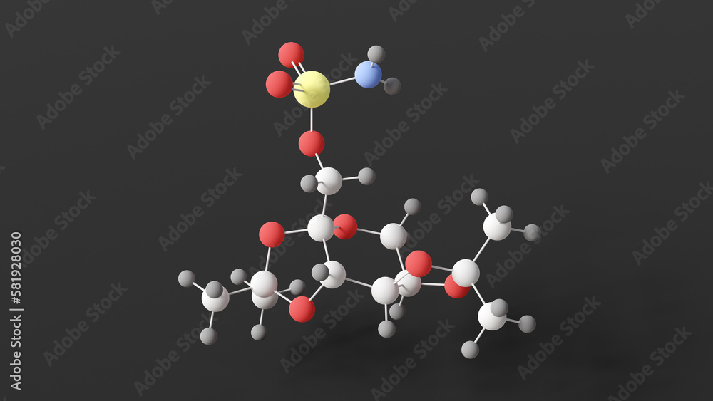 topiramate molecule, molecular structure, anticonvulsants, miscellaneous, ball and stick 3d model, structural chemical formula with colored atoms topiramate molecule, molecular structure, anticonvulsants, miscellaneous, ball and stick 3d model, structural chemical formula with colored atoms
