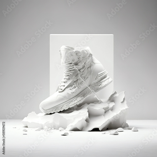 White stone statue of a sneaker