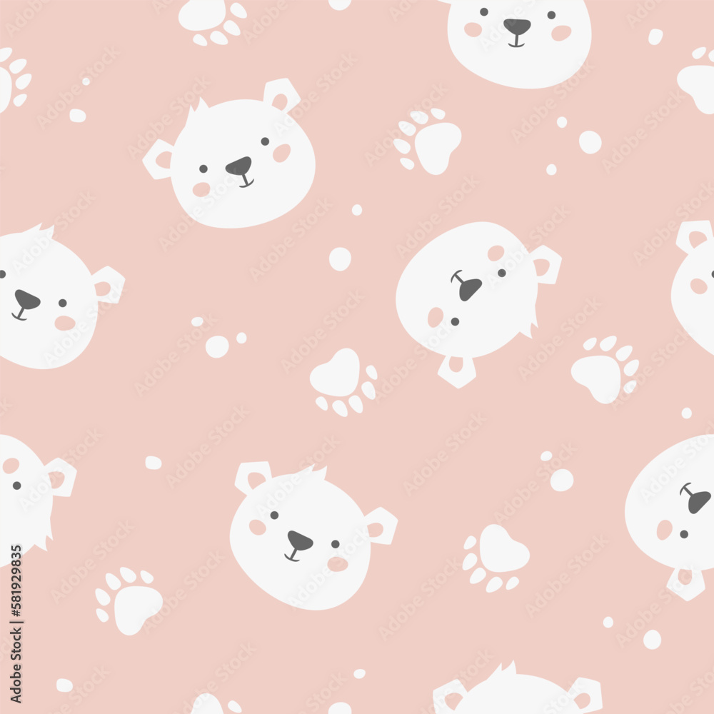 Cute seamless pattern of cartoon bear face. Kids Baby pattern of cute bear. Cute seamless pattern of cartoon bear face. Kids Baby pattern of cute bear.