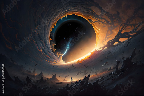 Black hole  illustration. Generative AI