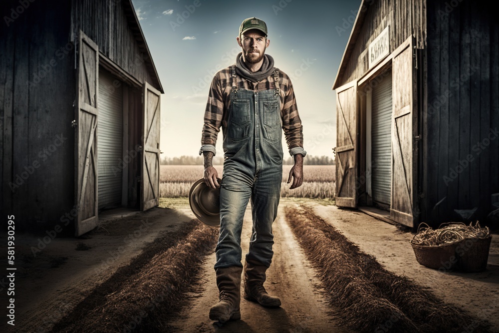 Portrait of an American style farmer man. Ai generated. Portrait of an American style farmer man. Ai generated.