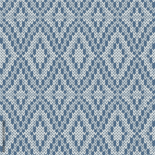 Blue pastel pattern jacquard knitted seamless pattern for mat or blanket design. Vector illustration