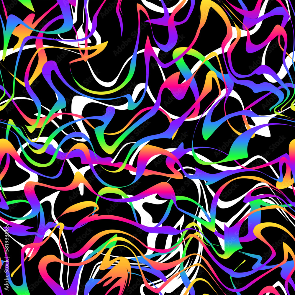 Obraz premium rainbow gradient wavy lines. Seamless pattern