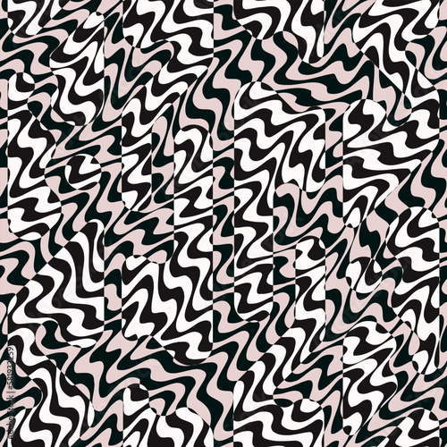 Black and white wavy lines. Seamless pattern