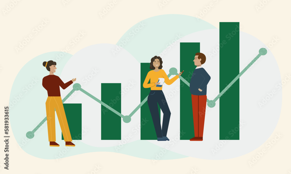 Business people team meeting working and planning for business marketing analytics concept.Vector illustration. Business people team meeting working and planning for business marketing analytics concept.Vector illustration.