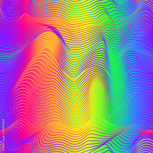 Rainbow waves. Seamless pattern