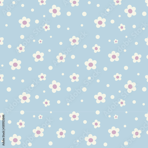 Floral seamless pattern with cute spring flowers for Easter, 8 March, Mother's day, for decoration, package design, box design, templates, cards, greeting cards, postcards, flyers, banners, textile.