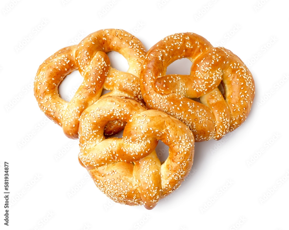 Tasty pretzels isolated on white background Tasty pretzels isolated on white background