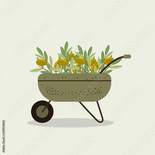 Illustration Wheelbarrow with Olive