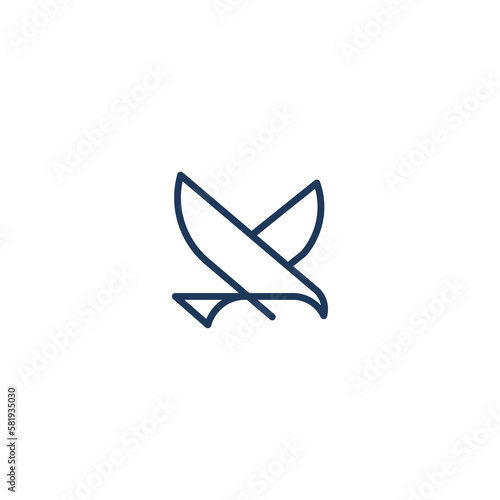 bird, eagle, hawk vector line logo design. Universal premium falcon symbol logotype.