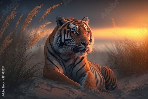 illustration  of a tiger  generative ai