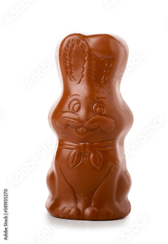 Chocolate Easter bunny on white background