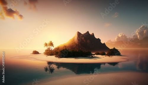 sunrise shot, beautiful Landscape of paradise tropical island beach, photo