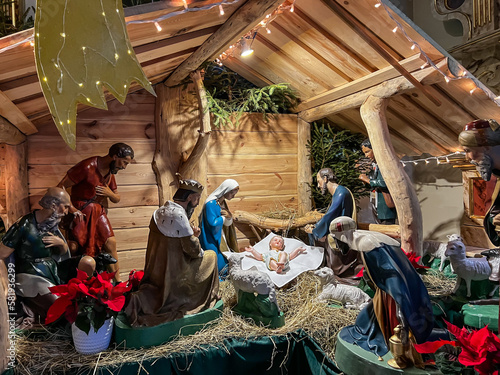 Fotografie Kalety Miotek, Poland, January 1, 2023: Nativity scene (Christmas crib) in the church of St