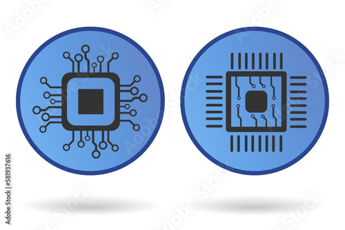 Chip CPU icon. Procesor set flat vector ilustration.