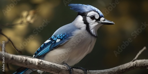 colorful blue jay bird on a tree branch