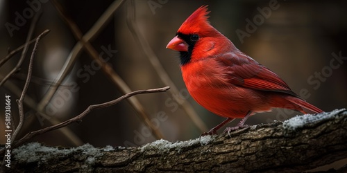 colorful cardinal bird outside on a tree branch