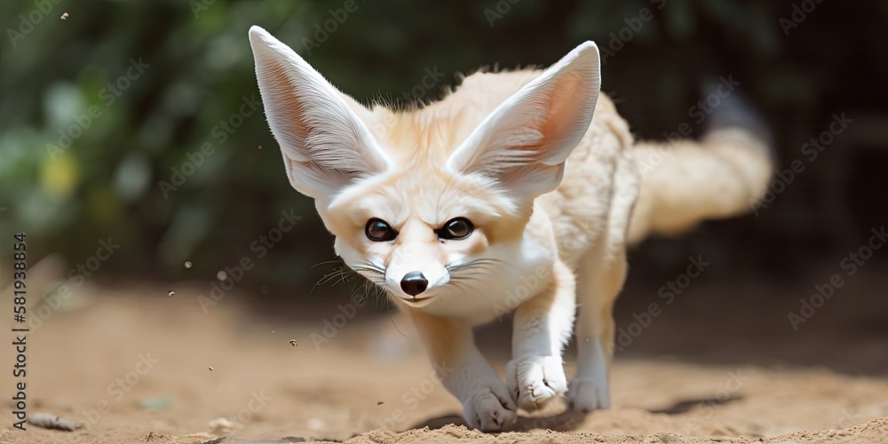 Obraz premium Adorable Fennec Fox frolicking outdoors
