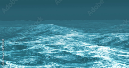 Image of blue sea and waves over gray background © vectorfusionart
