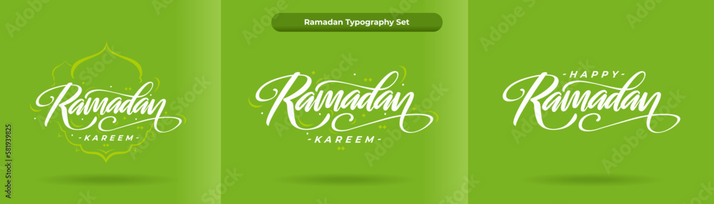Greeting Ramadan Kareem hand lettering typography set