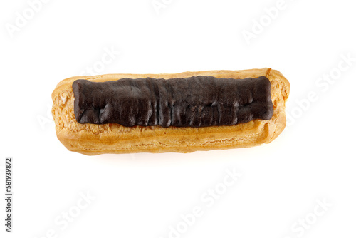 Eclairs isolated on white background. Delicious french dessert. Sweet dessert.