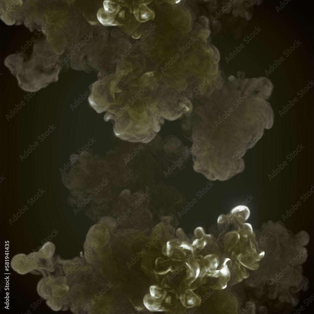 Close up chemical explosions with smoke trails on dark background. Abstract 3d rendering digital illustration background Close up chemical explosions with smoke trails on dark background. Abstract 3d rendering digital illustration background