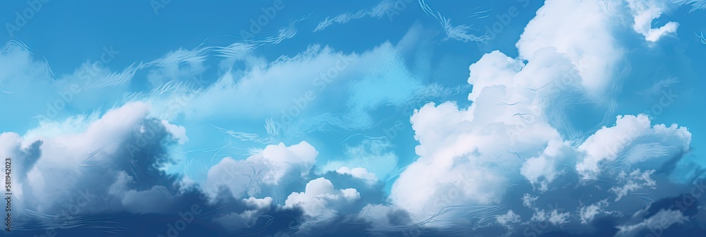Cloudy blue skies filled with fluffy white clouds