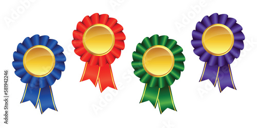 ribbon award pennants with gold centre set