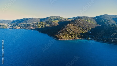 Aerial view of Korcula Island, Croatia.