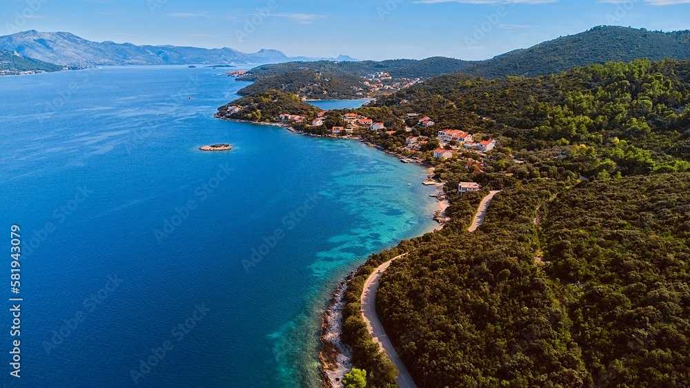 Aerial view of Korcula Island, Croatia. Aerial view of Korcula Island, Croatia.