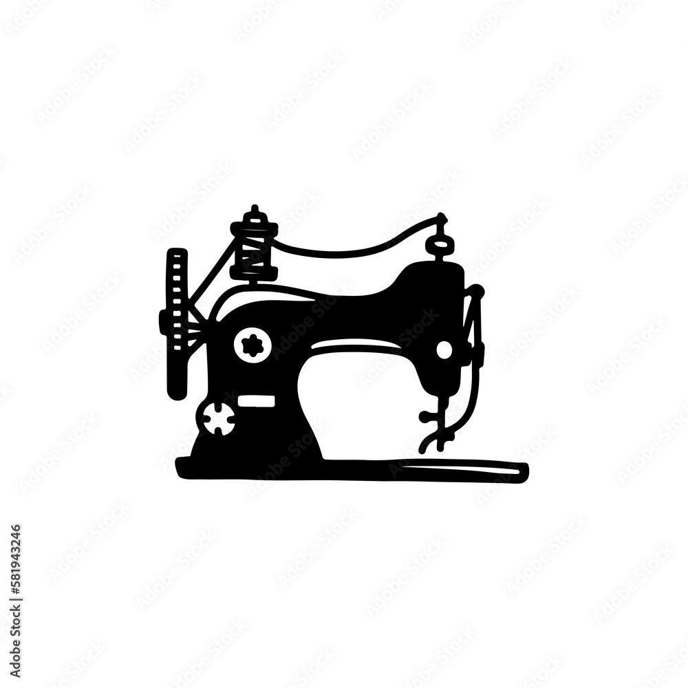sewing machine doodle illustration vector