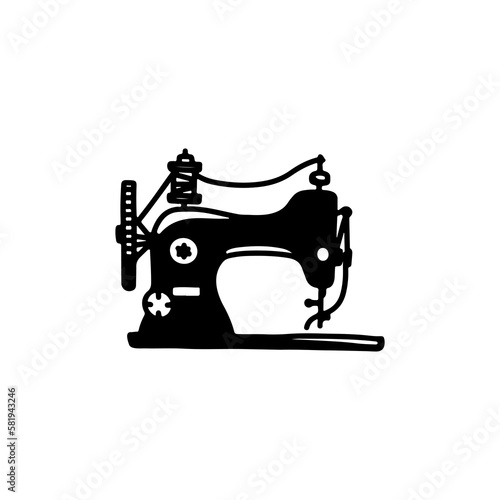 sewing machine doodle illustration vector
