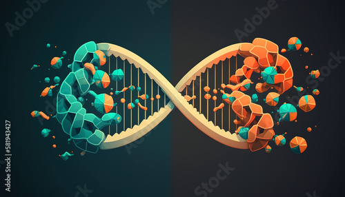 DNA strain on a dark background. Generative AI.