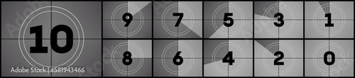 Movie countdown retro vector cinema scree. Vector illustration 10 eps.